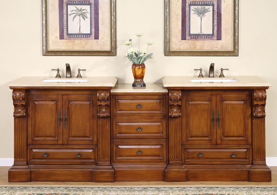 Silkroad 95" Transitional Double Sink Bathroom Vanity Vanity Silkroad Exclusive 