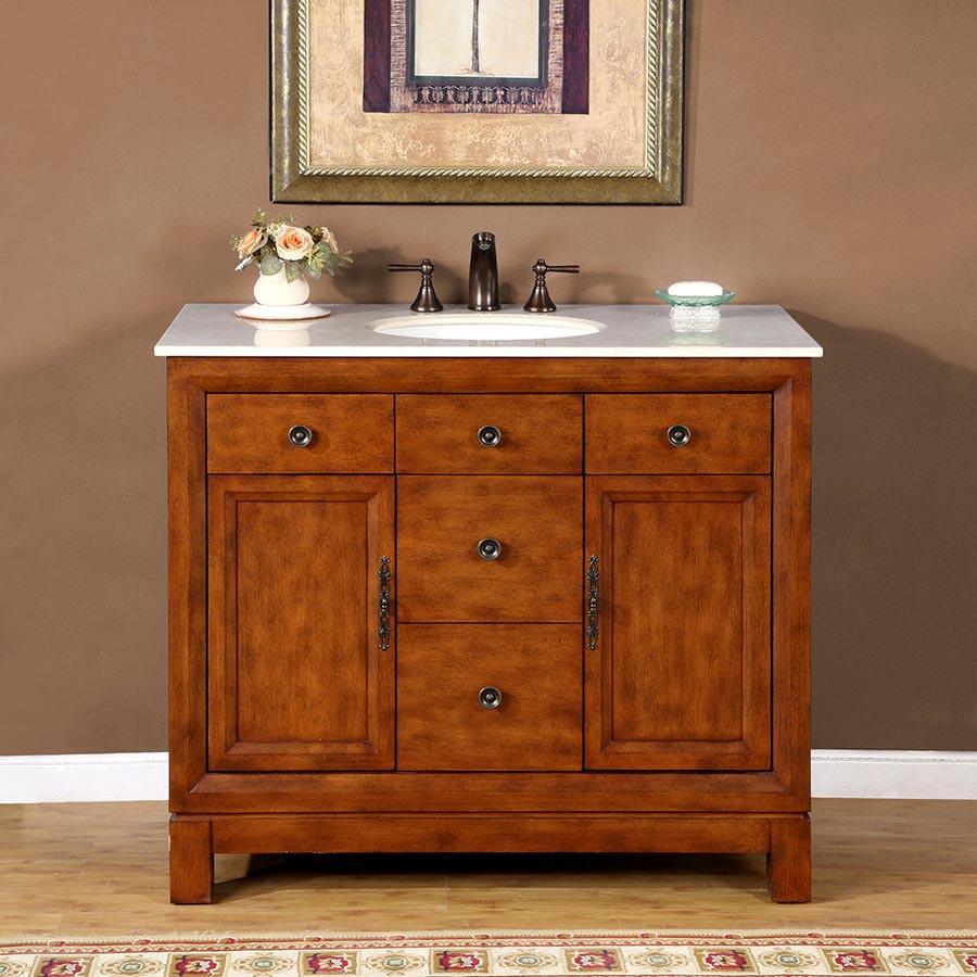 Silkroad 42" Transitional Single Sink Bathroom Vanity Vanity Silkroad Exclusive 