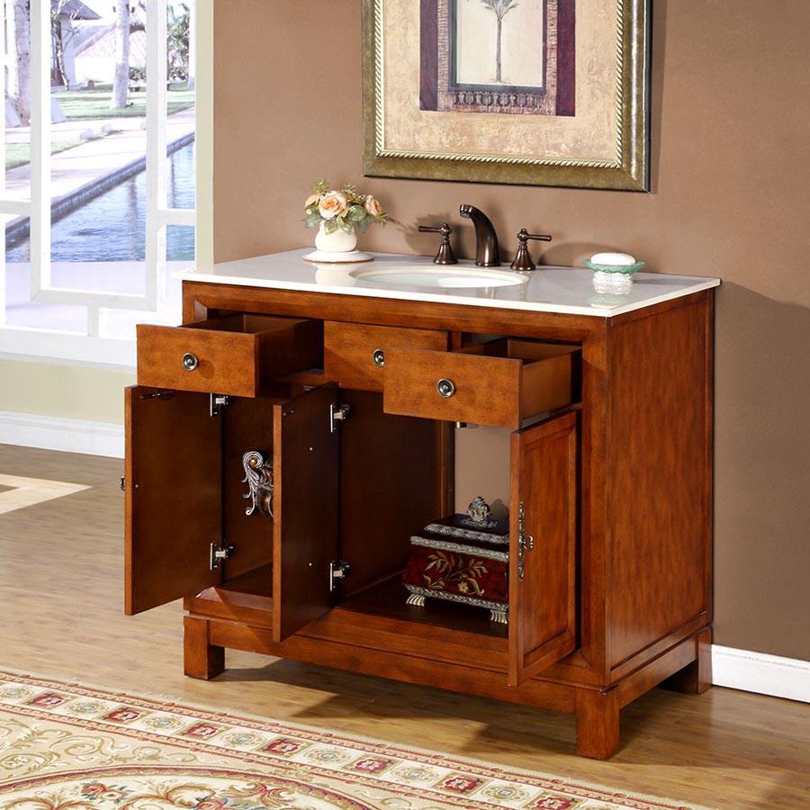 Silkroad 42" Transitional Single Sink Bathroom Vanity Vanity Silkroad Exclusive 