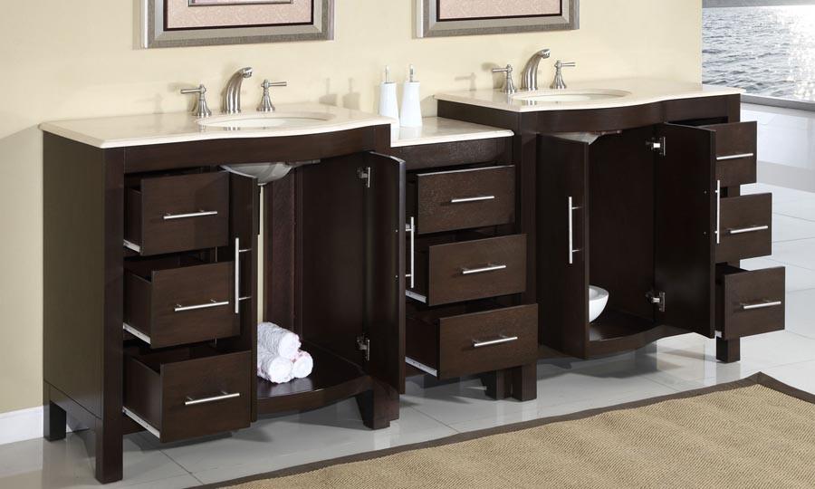 Silkroad 89" Modern Double Sink Bathroom Vanity Vanity Silkroad Exclusive 