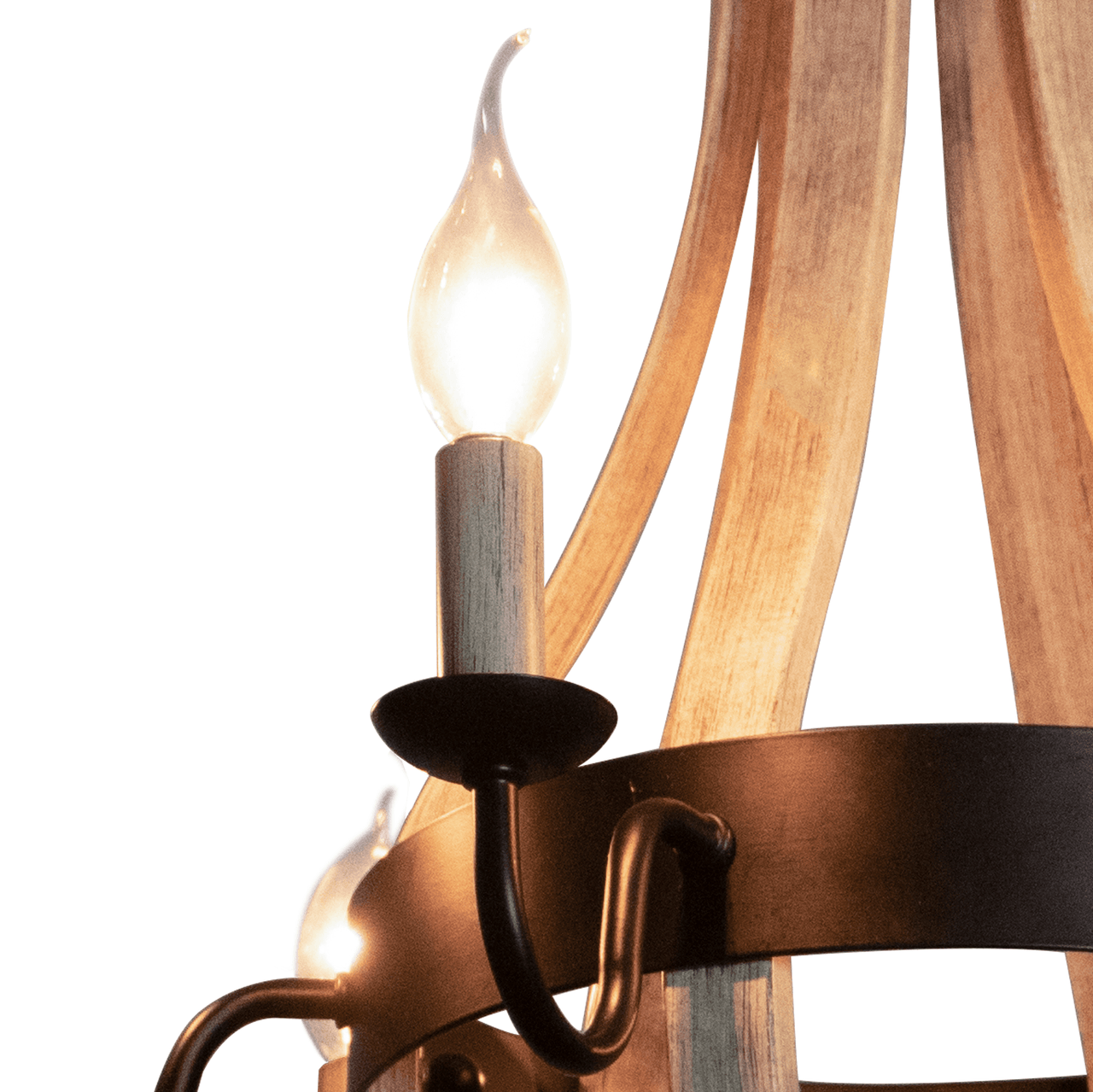 Denali 6 Light Chandelier Tear Drop (Circled) Steel Frame with Wooden Pattern | Dining Room, Entryway, and Decorative Foyer Home Décor Chandeliers Canyon Home 