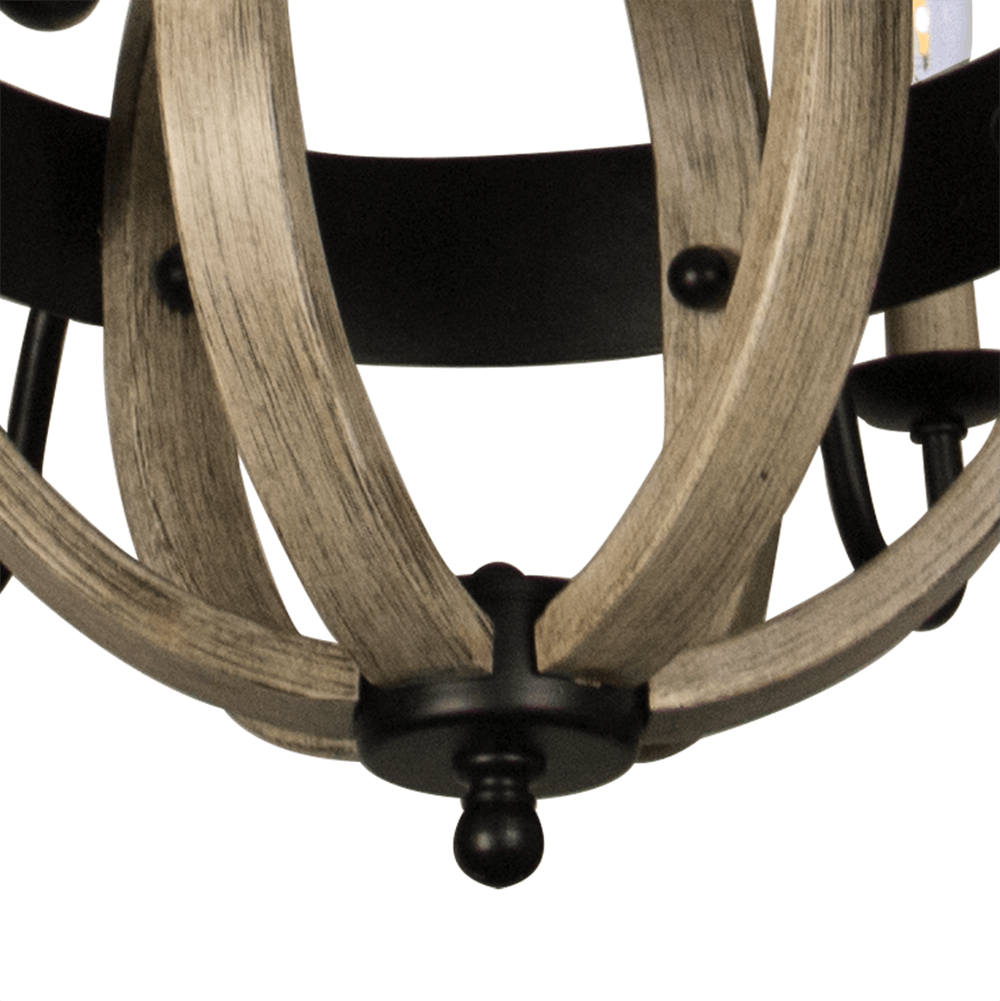 Denali 6 Light Chandelier Tear Drop (Circled) Steel Frame with Wooden Pattern | Dining Room, Entryway, and Decorative Foyer Home Décor Chandeliers Canyon Home 