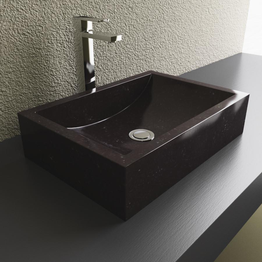 Cantrio Black Granite Rectangle Vessel Sink RS-019 Stone Series Cantrio 