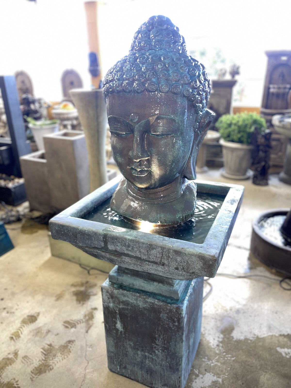 Meditation Buddha Outdoor Cast Stone Garden Fountain-Tall Fountain Tuscan 