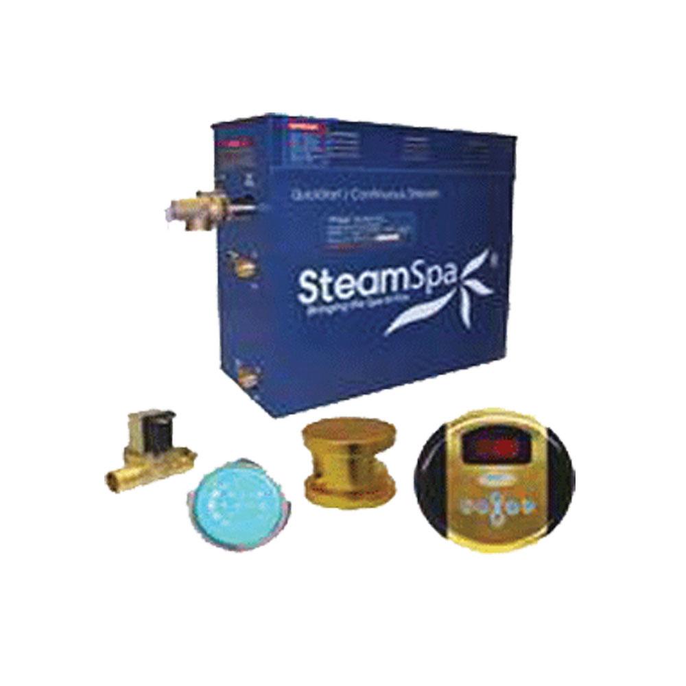 SteamSpa Indulgence 9 KW QuickStart Acu-Steam Bath Generator Package with Built-in Auto Drain in Polished Gold Steam Generators SteamSpa 