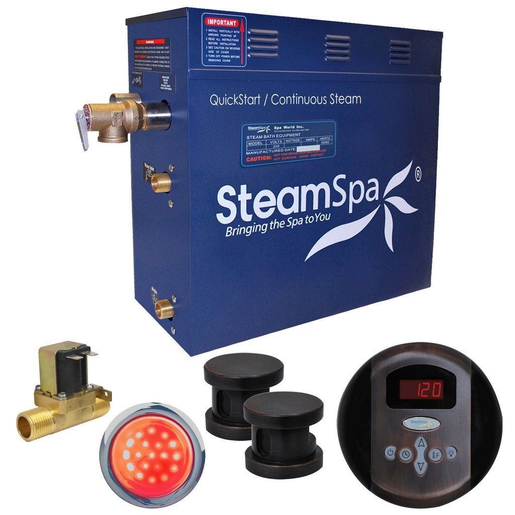 SteamSpa Indulgence 12 KW QuickStart Acu-Steam Bath Generator Package with Built-in Auto Drain in Oil Rubbed Bronze Steam Generators SteamSpa 