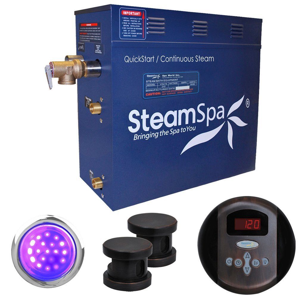 SteamSpa Indulgence 9 KW QuickStart Acu-Steam Bath Generator Package in Oil Rubbed Bronze Steam Generators SteamSpa 