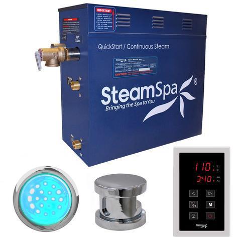 SteamSpa Indulgence 7.5 KW QuickStart Acu-Steam Bath Generator Package in Polished Chrome Steam Generators SteamSpa 