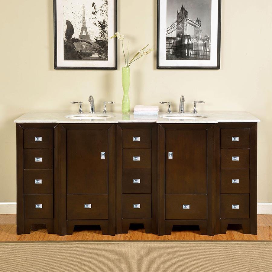Silkroad 73" Transitional Double Sink Bathroom Vanity Vanity Silkroad Exclusive 