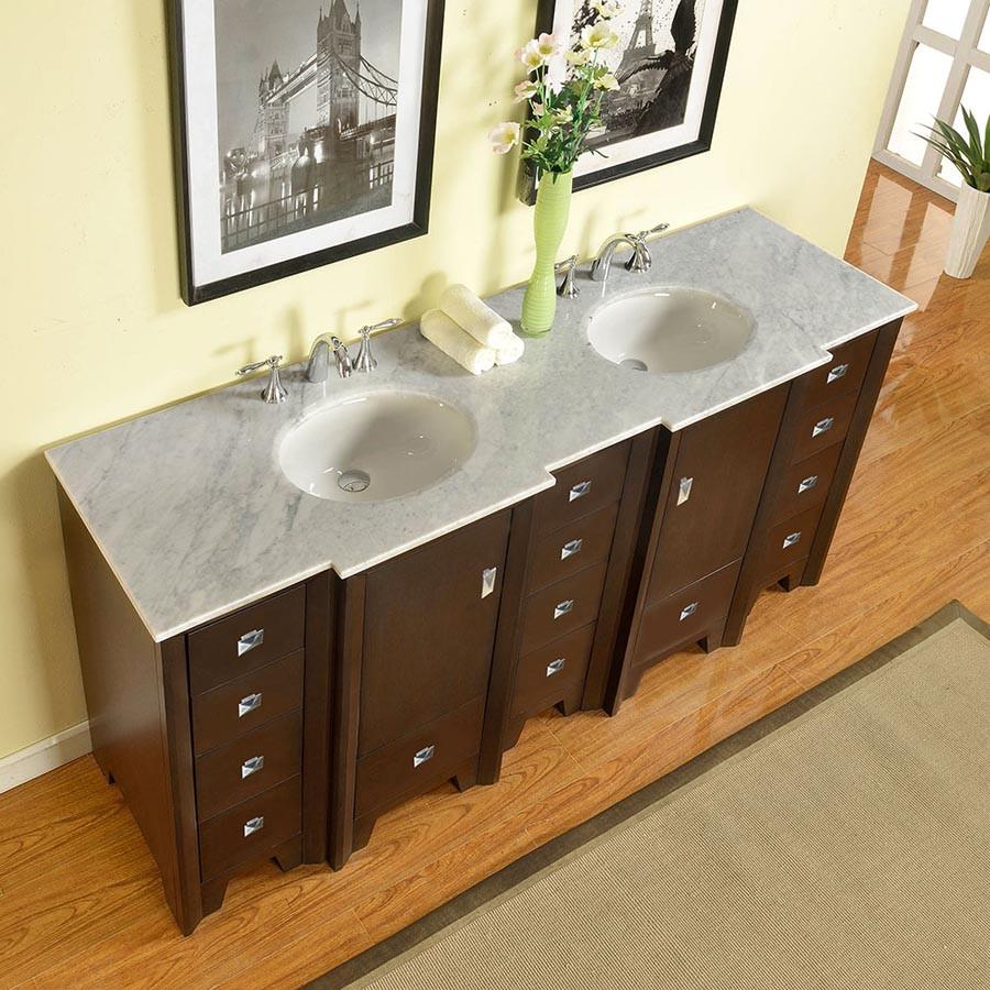 Silkroad 73" Transitional Double Sink Bathroom Vanity Vanity Silkroad Exclusive 