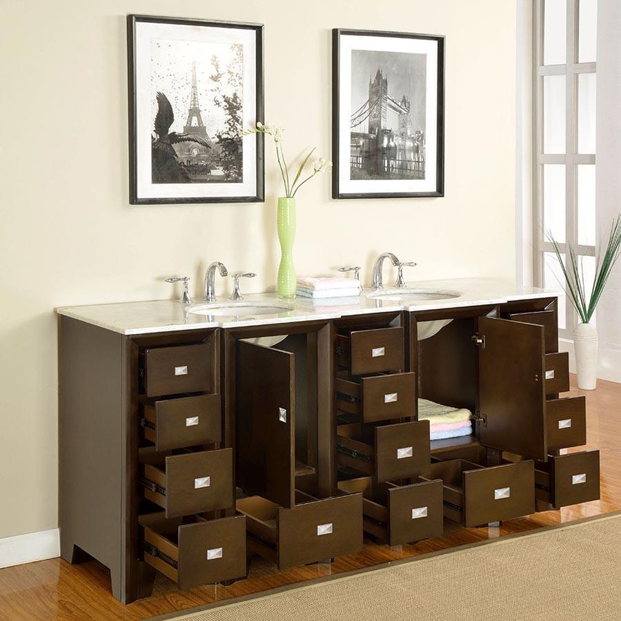 Silkroad 73" Transitional Double Sink Bathroom Vanity Vanity Silkroad Exclusive 