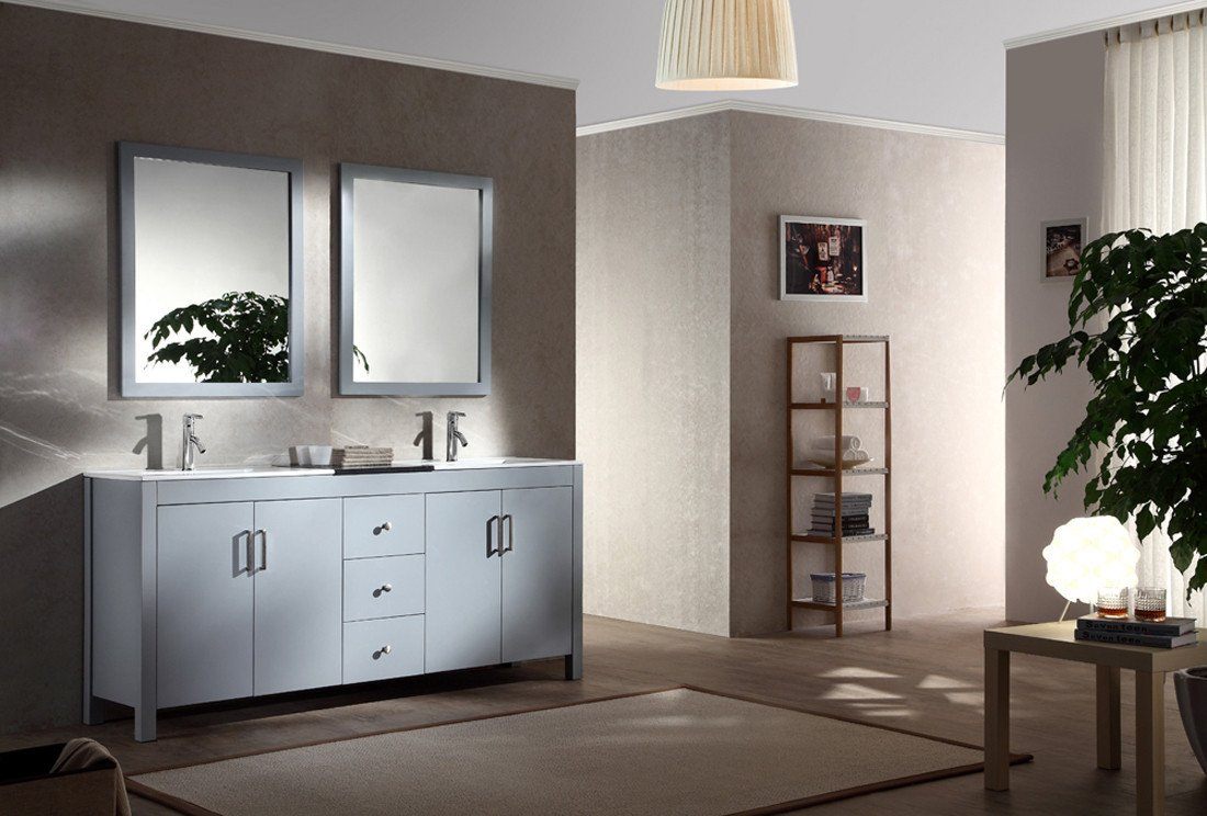 ARIEL Hanson 72" Double Sink Bathroom Vanity Set in Grey Vanity ARIEL 