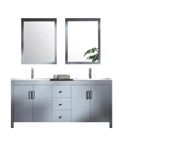 ARIEL Hanson 72" Double Sink Bathroom Vanity Set in Grey Vanity ARIEL 