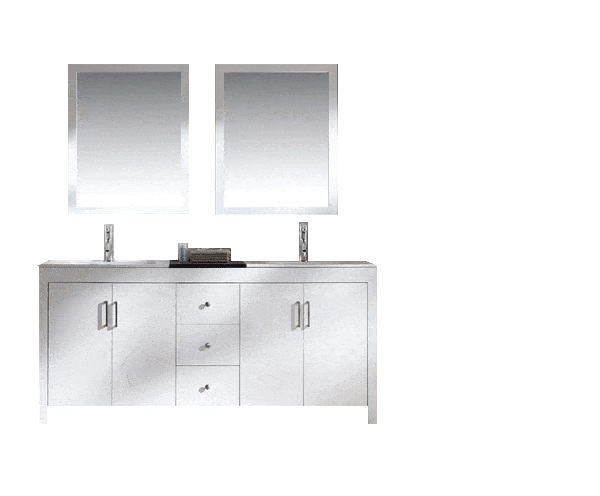 ARIEL Hanson 72" Double Sink Bathroom Vanity Set in White Vanity ARIEL 
