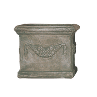 Thumbnail for Square Garland Pot Cast Stone Outdoor Planter Tuscan Natural (N) Large 