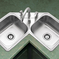 Thumbnail for Houzer Legend Series Topmount Stainless Steel 4-hole Corner Bowl Kitchen Sink Kitchen Sink - Top Mount Houzer 