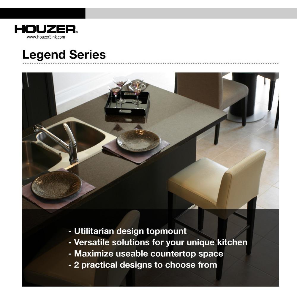 Houzer Legend Series Top mount Stainless Steel 4-hole 70/30 Double Bowl Kitchen Sink Kitchen Sink-Top Mount Houzer 