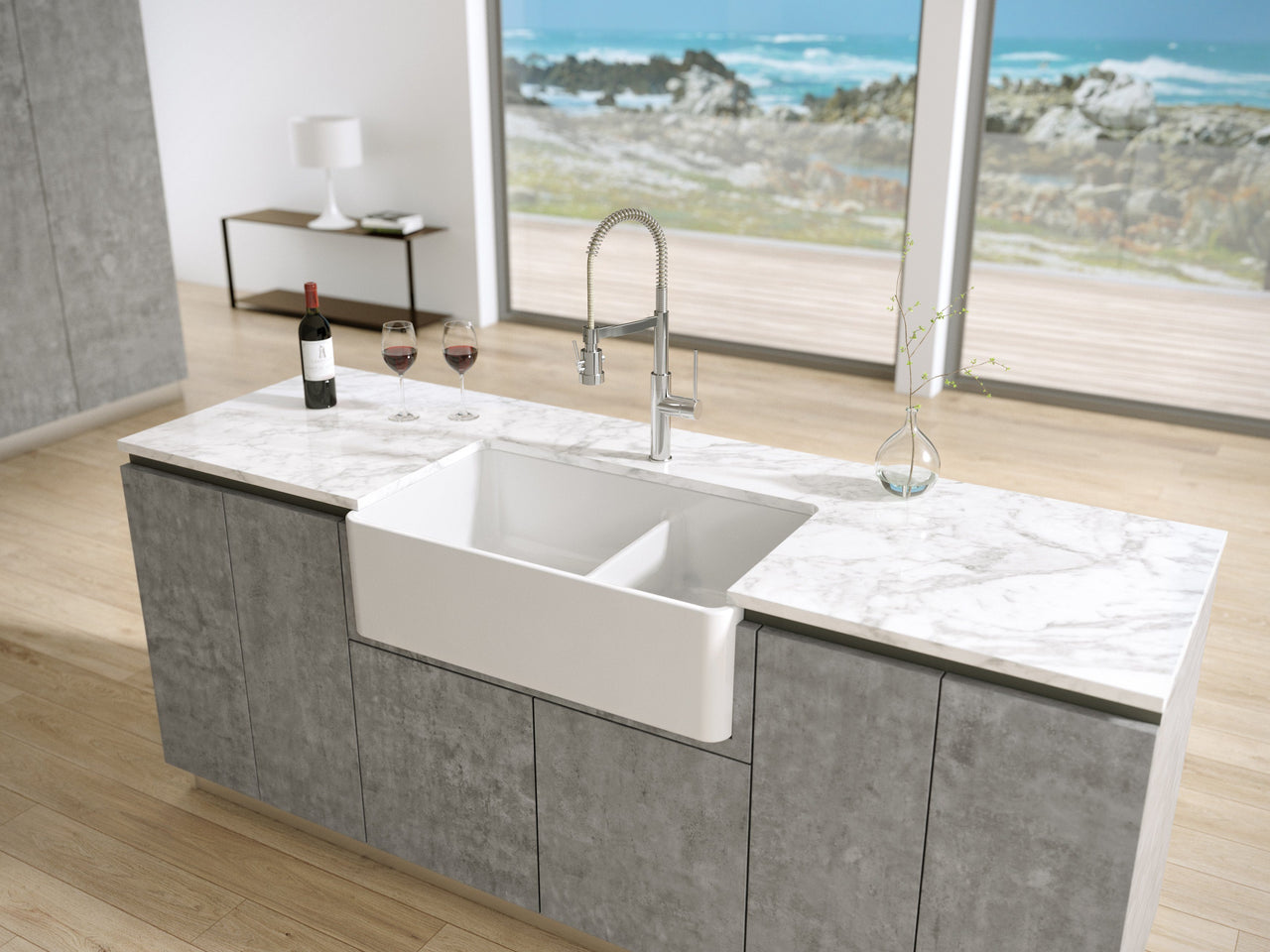 Latoscana LTD3319W Farmhouse Kitchen Sink in FIRECLAY Finish Kitchen Sink Latoscana 