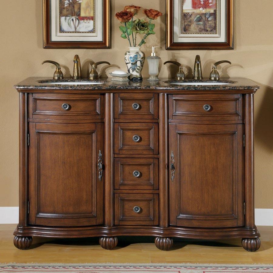 Silkroad 52" Traditional Double Sink Bathroom Vanity Vanity Silkroad Exclusive 