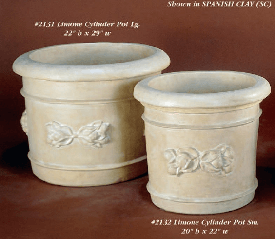 Limone Cylinder Pot Cast Stone Outdoor Garden Planter Planter Tuscan 