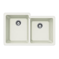 Thumbnail for Houzer CLOUD Quartztone Series Granite Undermount 60/40 Double Bowl Kitchen Sink, White Kitchen Sink - Undermount Houzer 