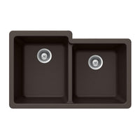 Thumbnail for Houzer MOCHA Quartztone Series Granite Undermount 60/40 Double Bowl Kitchen Sink, Mocha Kitchen Sink - Undermount Houzer 