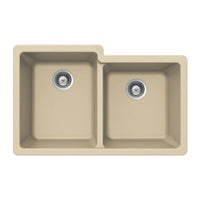 Thumbnail for Houzer SAND Quartztone Series Granite Undermount 60/40 Double Bowl Kitchen Sink, Sand Kitchen Sink - Undermount Houzer 