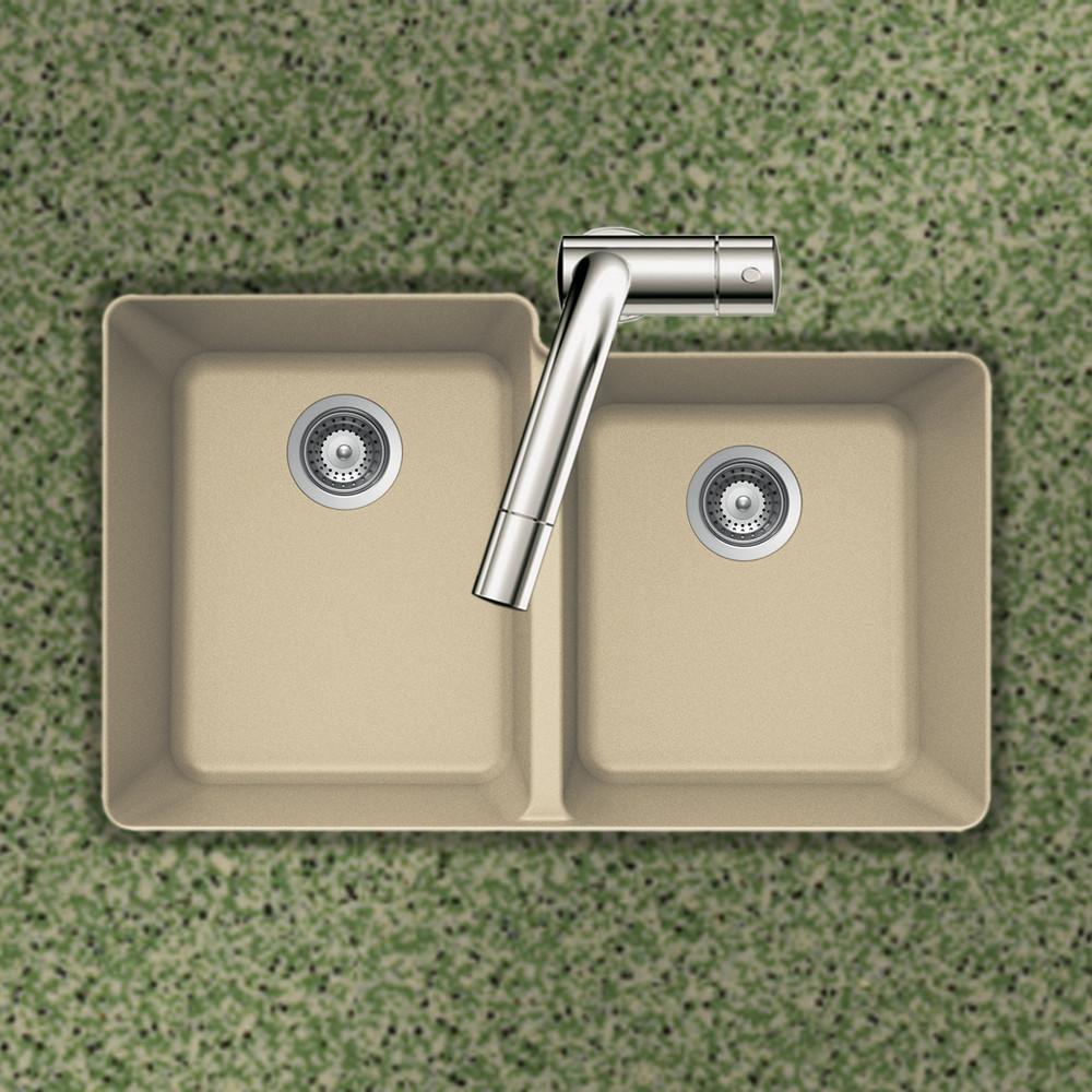 Houzer SAND Quartztone Series Granite Undermount 60/40 Double Bowl Kitchen Sink, Sand Kitchen Sink - Undermount Houzer 