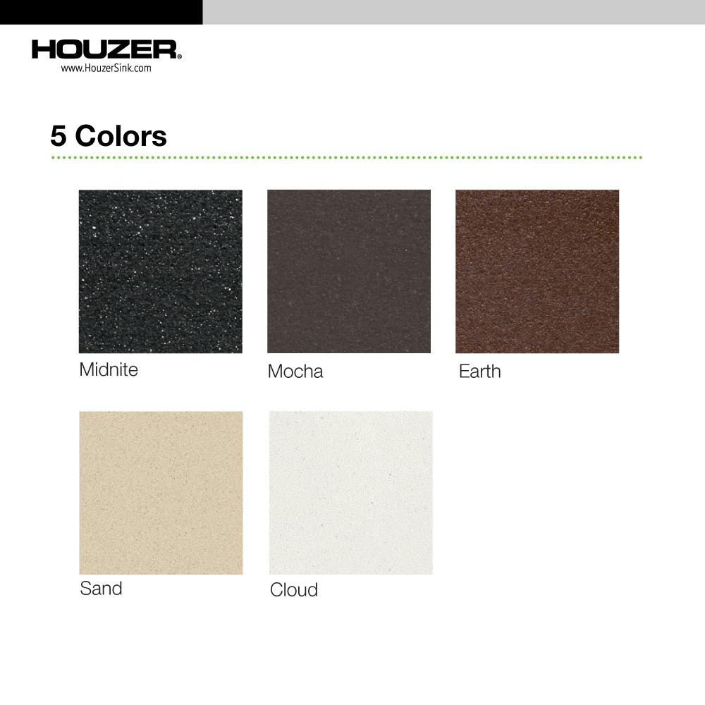 Houzer SAND Quartztone Series Granite Undermount 60/40 Double Bowl Kitchen Sink, Sand Kitchen Sink - Undermount Houzer 