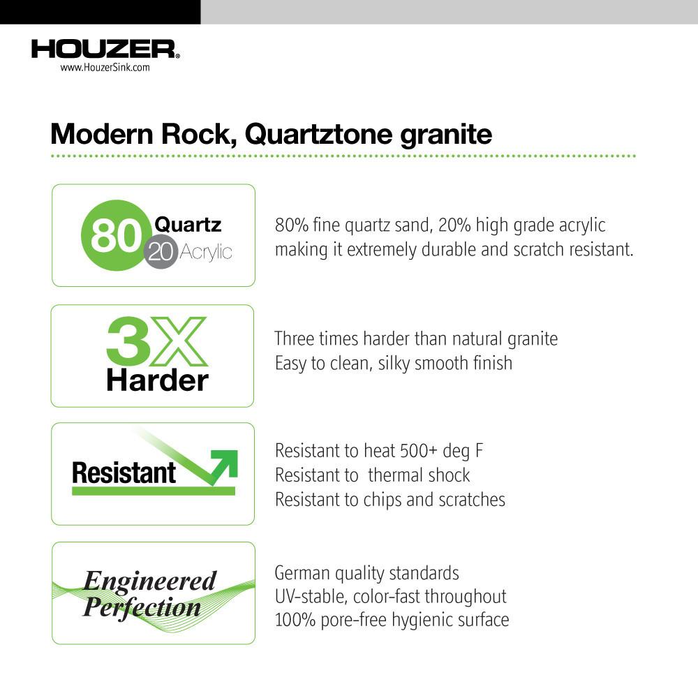 Houzer MOCHA Quartztone Series Granite Topmount 60/40 Double Bowl Kitchen Sink, Mocha Kitchen Sink - Topmount Houzer 