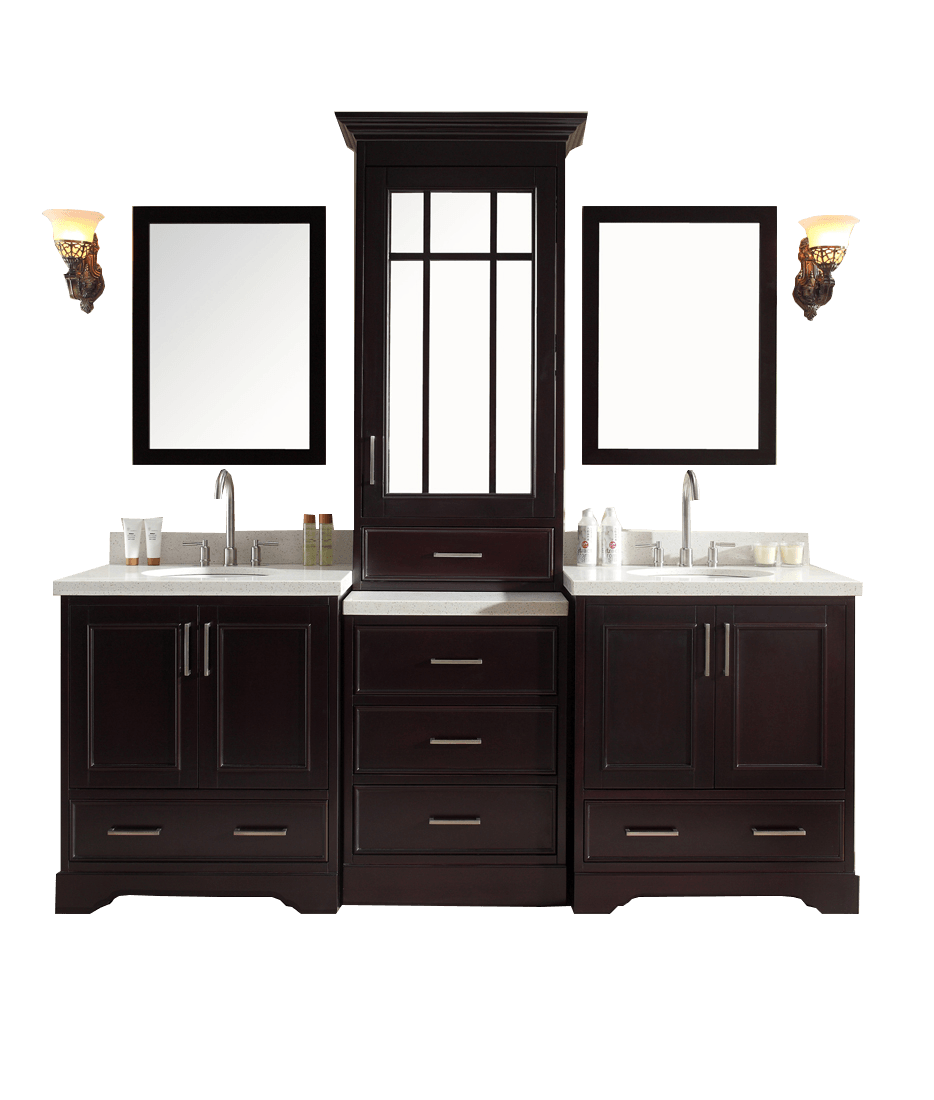 ARIEL Stafford 85" Double Sink Bathroom Vanity Set in Espresso Vanity ARIEL 
