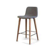 Thumbnail for Mackay Grey Counter Stool with Walnut Wood Legs (Polyester Upholstered Seat) Dining Chair Gingko 