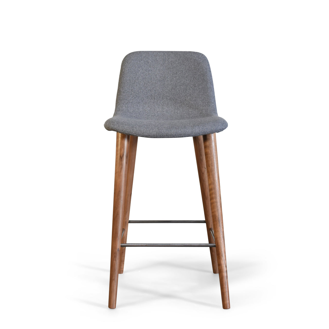 Mackay Grey Counter Stool with Walnut Wood Legs (Polyester Upholstered Seat) Dining Chair Gingko 