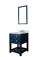 Thumbnail for 24 Inch Monarch Blue Single Sink Bathroom Vanity With F2-0013 Satin Brass Faucet From The Madalyn Collection Vanity Water Creation 