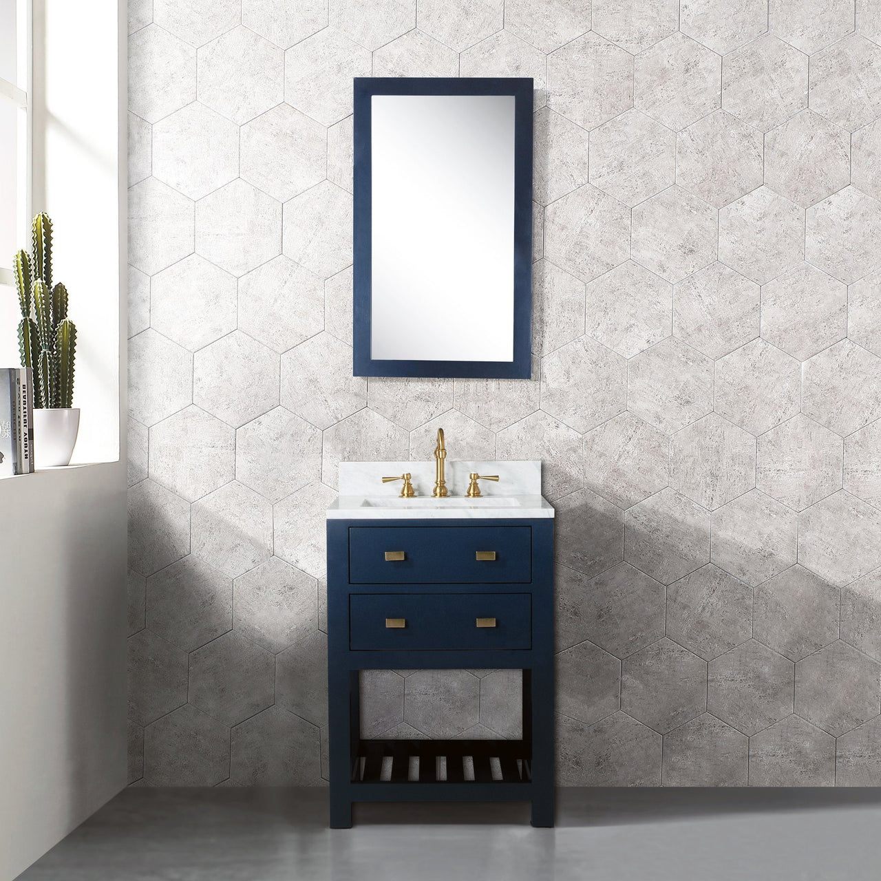 24 Inch Monarch Blue Single Sink Bathroom Vanity With Mirror From The Madalyn Collection Vanity Water Creation 