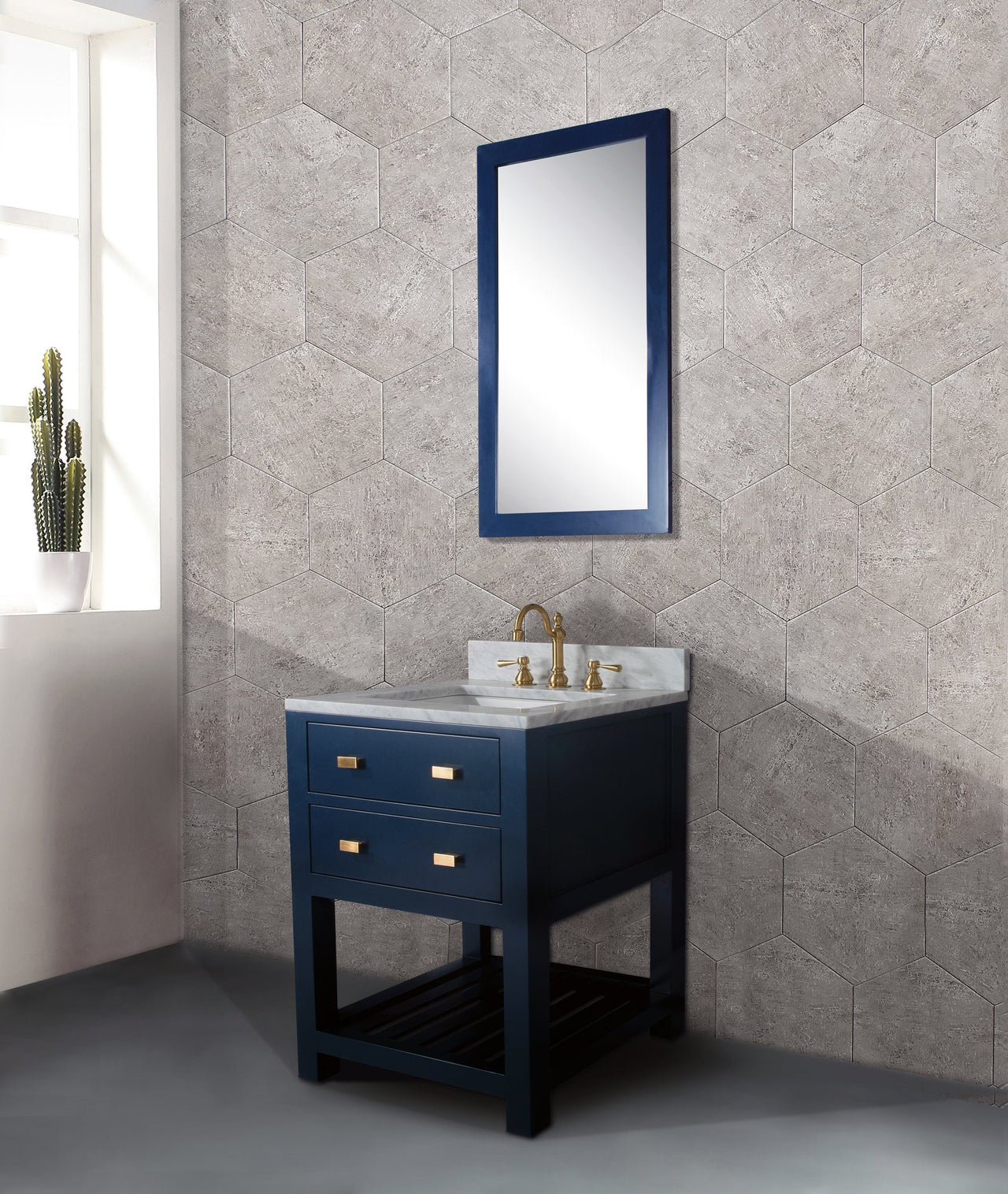24 Inch Monarch Blue Single Sink Bathroom Vanity With Mirror From The Madalyn Collection Vanity Water Creation 