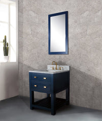 Thumbnail for 24 Inch Monarch Blue Single Sink Bathroom Vanity With F2-0012 Satin Brass Faucet And Mirror From The Madalyn Collection Vanity Water Creation 