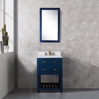 Thumbnail for 24 Inch Monarch Blue Single Sink Bathroom Vanity With F2-0013 Satin Brass Faucet And Mirror From The Madalyn Collection Vanity Water Creation 