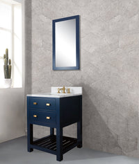 Thumbnail for 24 Inch Monarch Blue Single Sink Bathroom Vanity With F2-0013 Satin Brass Faucet From The Madalyn Collection Vanity Water Creation 