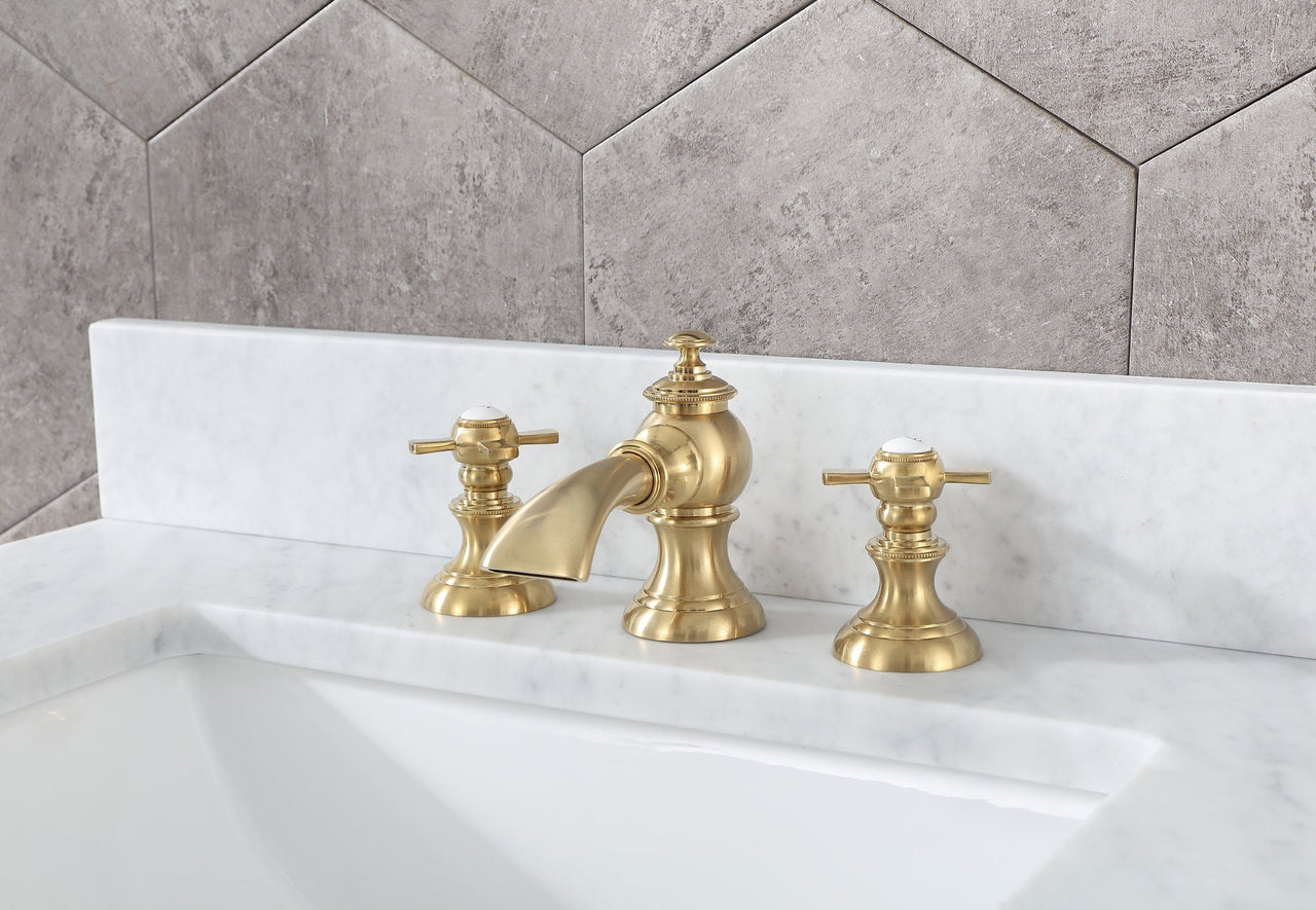 30 Inch Monarch Blue Single Sink Bathroom Vanity With F2-0013 Satin Brass Faucet And Mirror From The Madalyn Collection Vanity Water Creation 