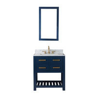Thumbnail for 30 Inch Monarch Blue Single Sink Bathroom Vanity With F2-0012 Satin Brass Faucet From The Madalyn Collection Vanity Water Creation 