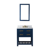 Thumbnail for 30 Inch Monarch Blue Single Sink Bathroom Vanity With F2-0013 Satin Brass Faucet And Mirror From The Madalyn Collection Vanity Water Creation 
