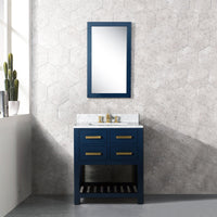 Thumbnail for 24 Inch Monarch Blue Single Sink Bathroom Vanity With F2-0012 Satin Brass Faucet And Mirror From The Madalyn Collection Vanity Water Creation 
