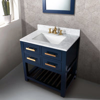 Thumbnail for 30 Inch Monarch Blue Single Sink Bathroom Vanity With F2-0013 Satin Brass Faucet From The Madalyn Collection Vanity Water Creation 