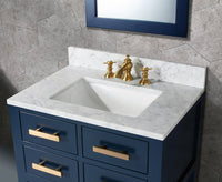 Thumbnail for 30 Inch Monarch Blue Single Sink Bathroom Vanity With F2-0013 Satin Brass Faucet From The Madalyn Collection Vanity Water Creation 