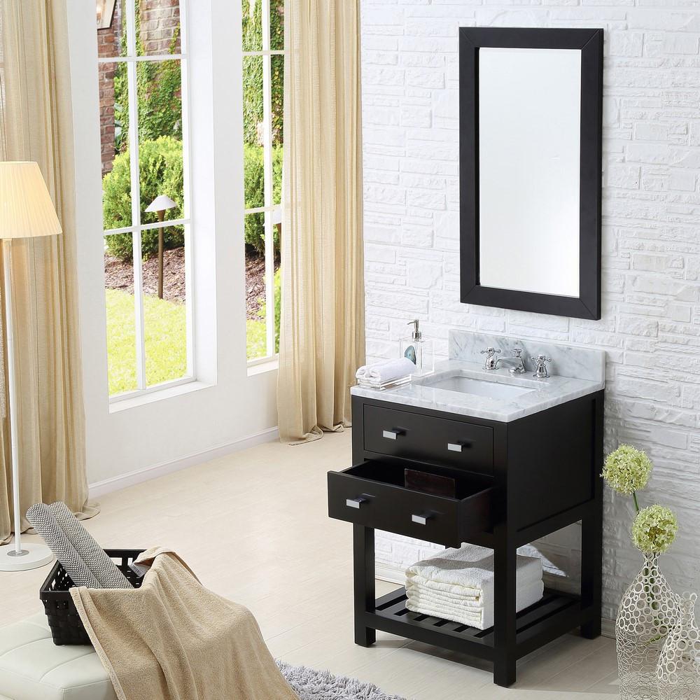 Madalyn 24" Espresso Single Sink Vanity With Matching Framed Mirror And Faucet Vanity Water Creation 