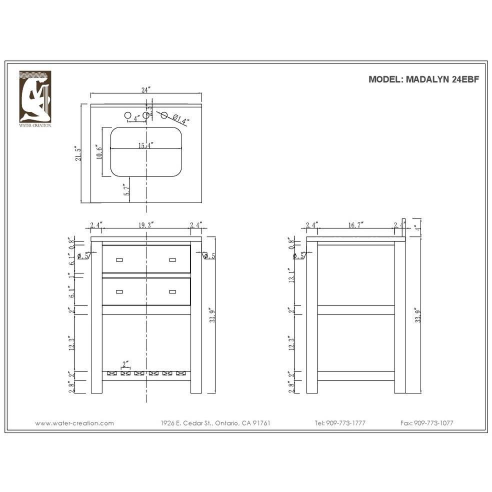 Madalyn 24" Espresso Single Sink Vanity With Matching Framed Mirror And Faucet Vanity Water Creation 