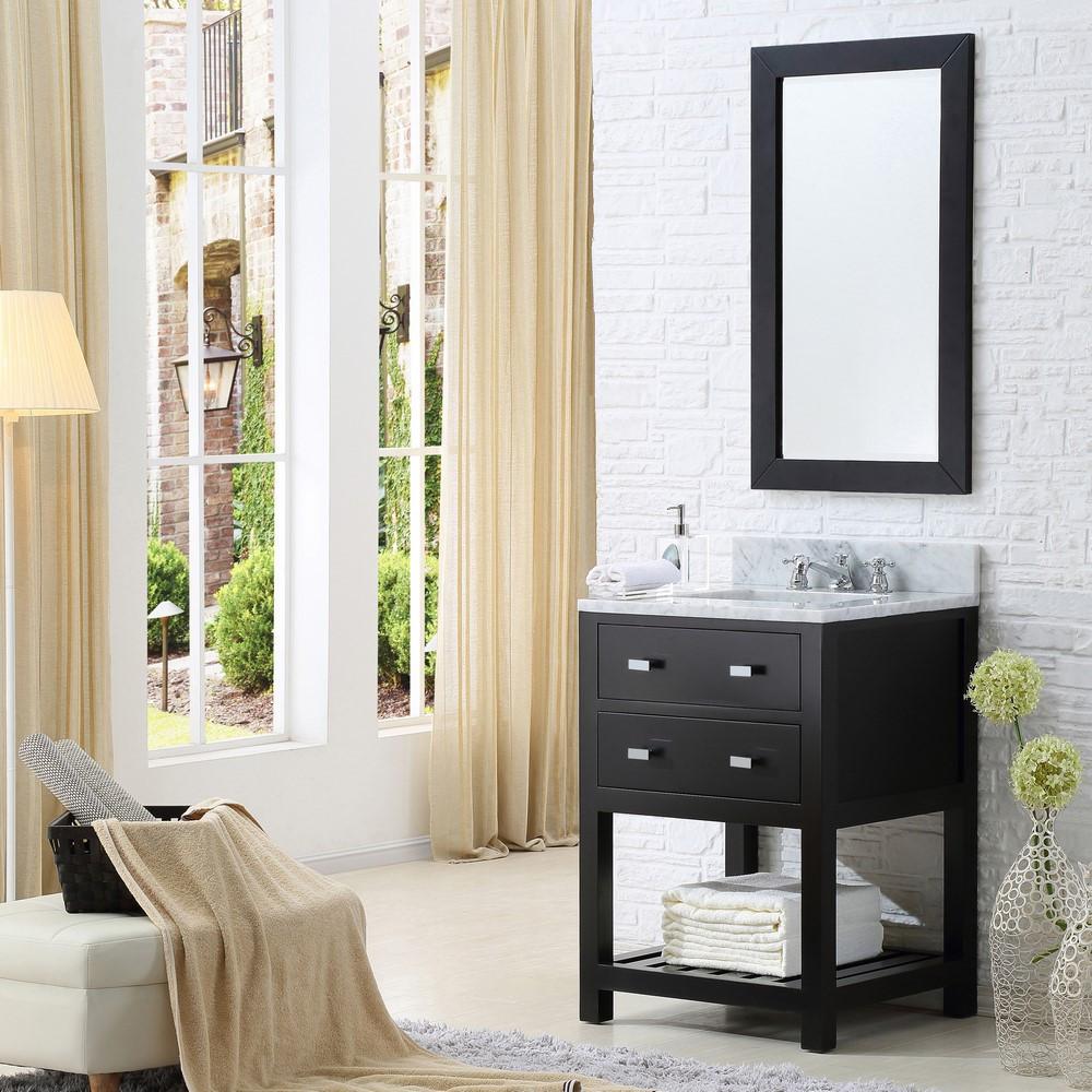 Madalyn 24" Espresso Single Sink Bathroom Vanity With Matching Framed Mirror Vanity Water Creation 