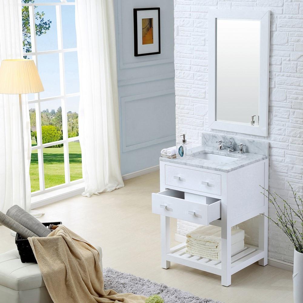 Madalyn 24" Solid White Single Sink Bathroom Vanity Only Vanity Water Creation 