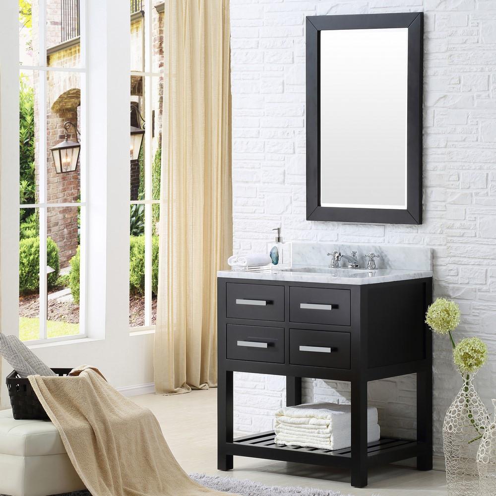 Madalyn 30" Espresso Single Sink Bathroom Vanity With Matching Framed Mirror Vanity Water Creation 
